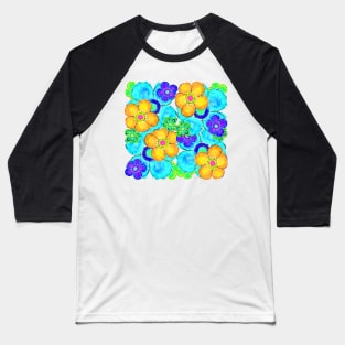 Colored Flowers Baseball T-Shirt